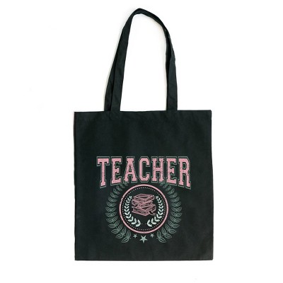 City Creek Prints Teacher Grunge Canvas Tote Bag - 15x16 - Black