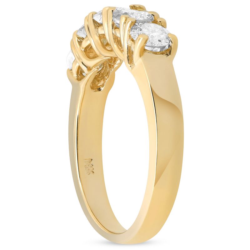 Pompeii3 1 1/2ct Real Diamond Wedding Anniversary 14K Yellow Gold Ring, 2 of 5