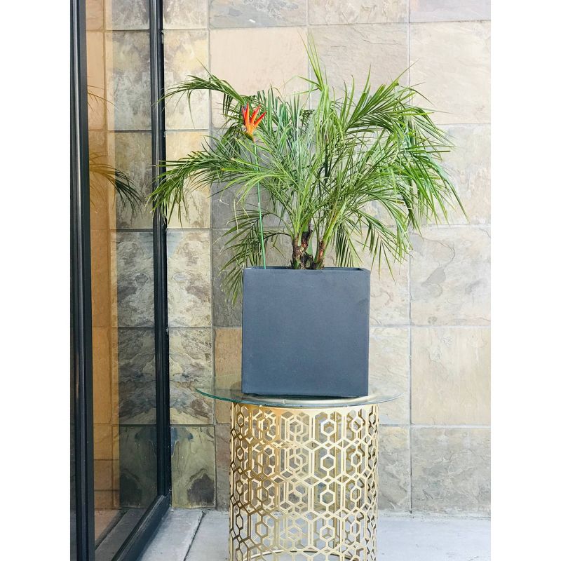 Rosemead Home &#38; Garden, Inc. 12&#34; Wide Kante Lightweight Modern Outdoor Concrete Square Decorative Planter Charcoal Black, 6 of 8