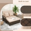 Tangkula Patio Rattan Daybed Wicker Loveseat Sofa w/ Multifunctional Ottoman - 4 of 4