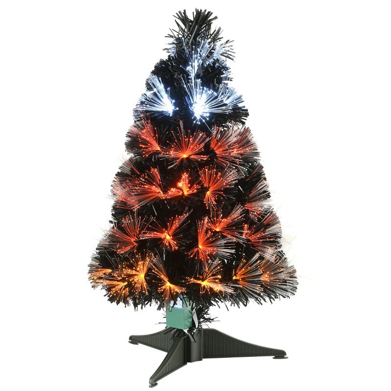 2' Pre-Lit Black Fiber Optic Artificial Tree Candy Corn Colored Lights - National Tree Company, 1 of 8