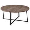 Modern Grey Round Coffee Table with Open Base, Sleek Melamine Finish for Living Room - 2 of 4