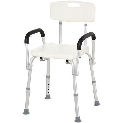 HomCom Adjustable Mobility Medical Grade Shower Seat Chair With Removable Arms