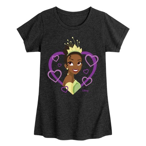 Girls' - Disney Princess - Tiana Purple Hearts Fitted Short Sleeve Graphic T-Shirt - image 1 of 4