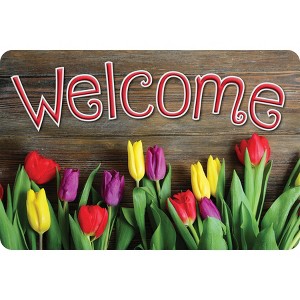 Ashley Productions® The Original Fun Mat™, Welcome Mat, 15.5" x 23.5", Tulips Welcome - 1 of 1