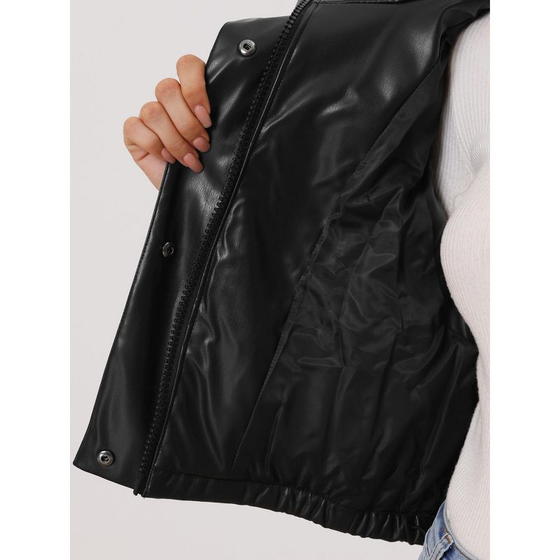 Allegra K Women's Lightweight Cropped Quilted Padded Zip Up Sleeveless Puffer Vest, 5 of 6