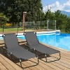 74.8'' Folding Chaise Lounge Pool Chairs with Canopy Shade Reclining Back, Steel Frame and Side Pocket - 3 of 4