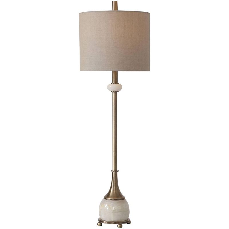 Natania Antique Brass & White Marble Table Lamp by Billy Moon