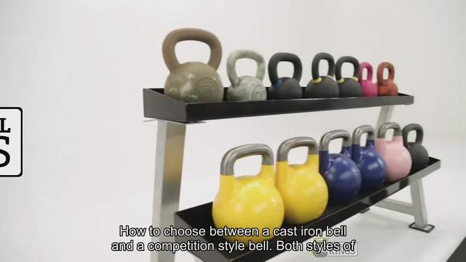 Kettlebell Kings 60lb Powder Coated Kettlebells with Durable Grip & Rust Prevention, Black and Brown, 2 of 5, play video