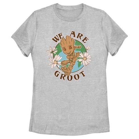 Women s Guardians of the Galaxy Earth Day We Are Groot T Shirt Athletic Heather 2X Large