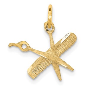 Black Bow Jewelry 14k Yellow Gold Comb and Scissors Charm - 1 of 4