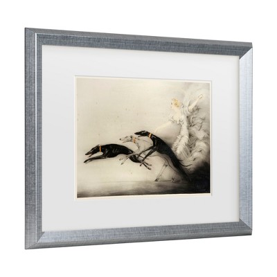Trademark Fine Art -Vintage Apple Collection 'Art Deco Woman Greyhounds' Matted Framed Art