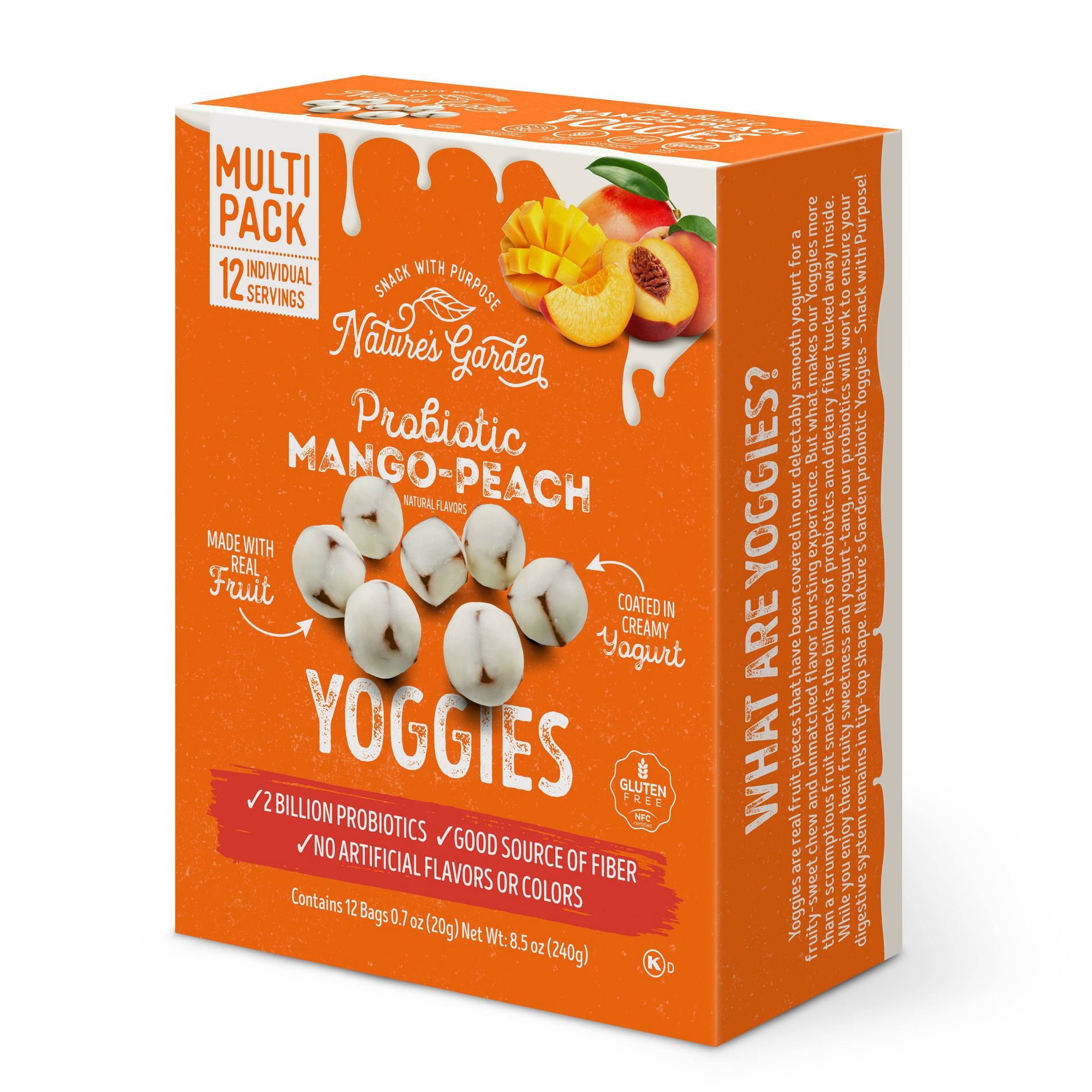 Nature's Garden Snacks Probiotic Yoggies Fruit Snacks Peach Mango - 8.5oz/12ct
