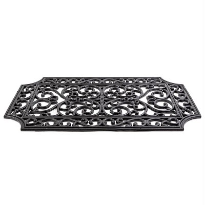 French Quarter Black Rubber Outdoor Doormat 18x30
