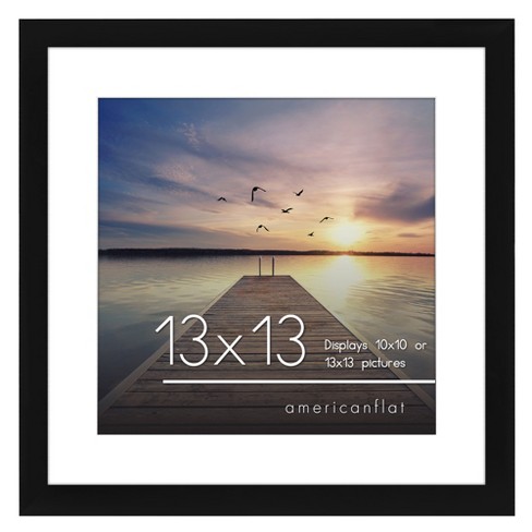 Americanflat 13x13 Picture Frame with Shatter-Resistant Glass - Use as 10x10 Frame with Mat or 13x13 Frame Without Mat - Signature Collection - Black - image 1 of 4