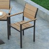 Emma and Oliver Outdoor Stacking Side Chair with Faux Teak Poly Slat Seat, Back and Arms and Metal Frame - 4 of 4