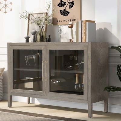 Modern Sideboard, Buffet Storage Cabinet With Tempered Glass Doors And ...