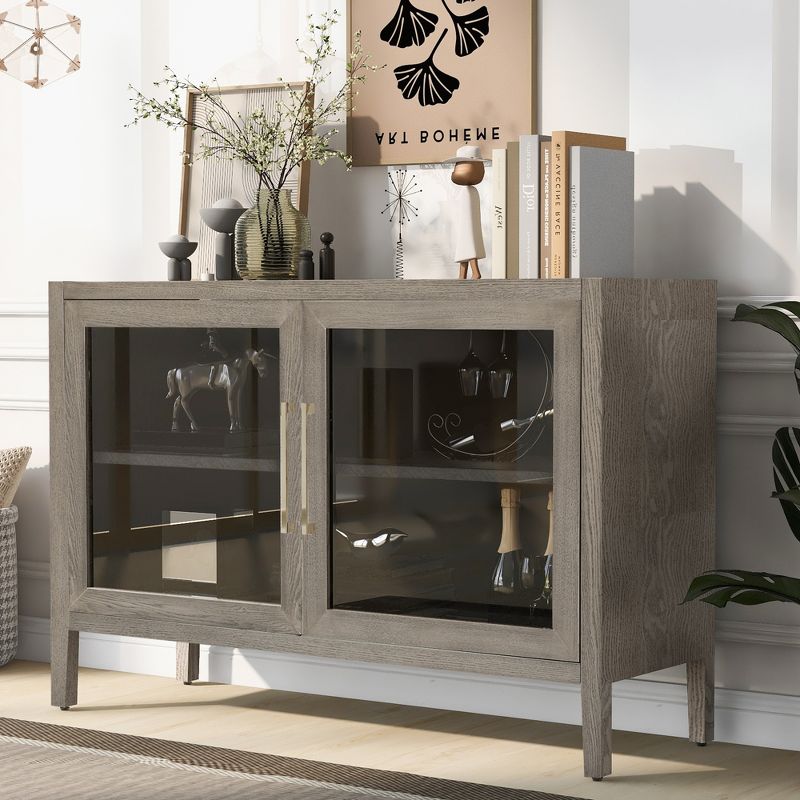 Modern Sideboard, Buffet Storage Cabinet with Tempered Glass Doors and Adjustable Shelves-ModernLuxe, 1 of 14