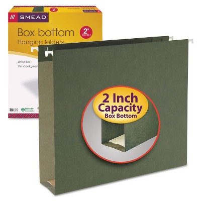 Smead 2" Capacity Box Bottom Hanging File Folders Letter Green 25/Box 64259
