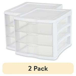 3 Drawer Unit, Clear Plastic Countertop or Desktop Drawers, White - 1 of 4