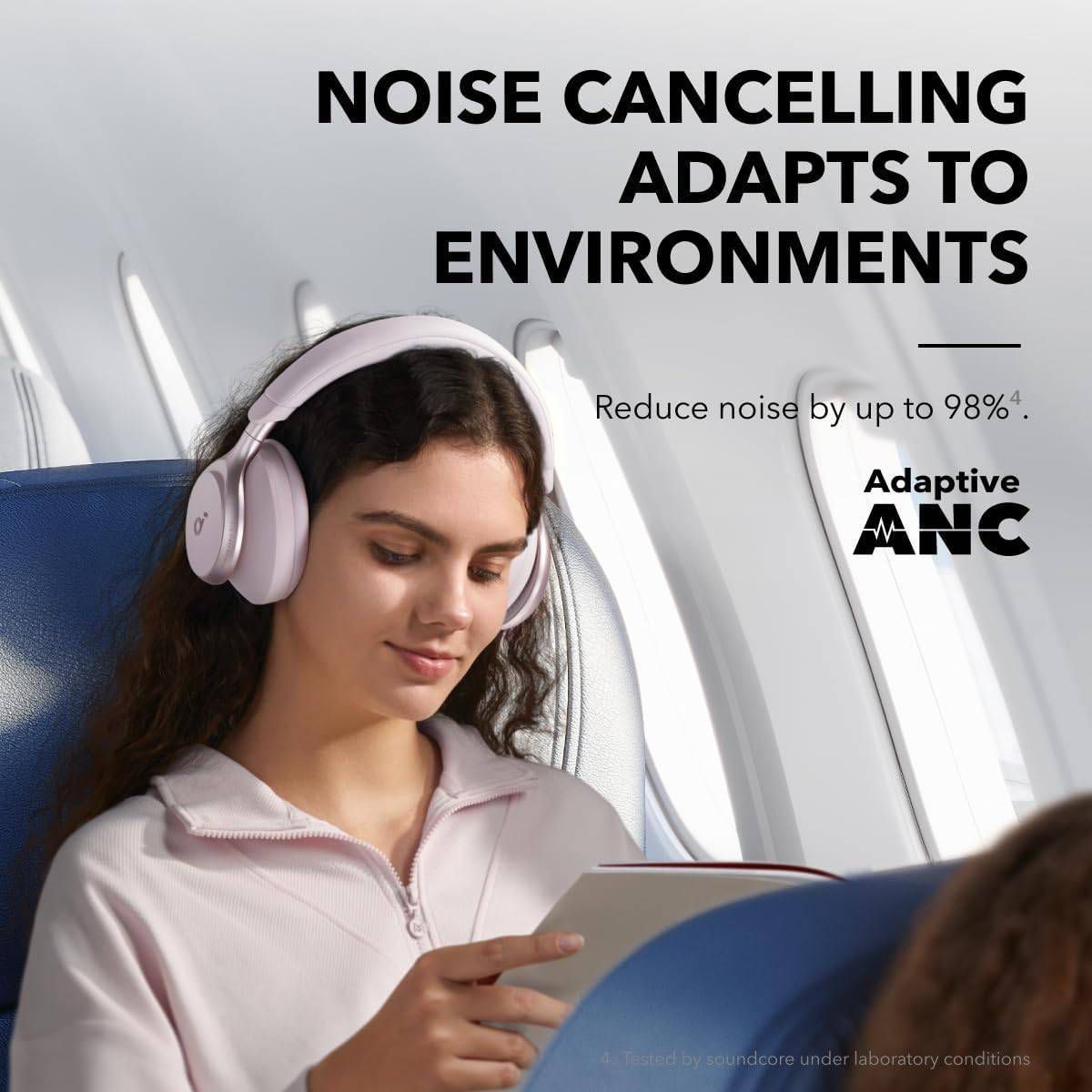 Anker Soundcore Space One Over-Ear Hi-Res Bluetooth Headphones with Adaptive Noise Cancelling and 40H of ANC Playtime - Pink - thumbnail 3
