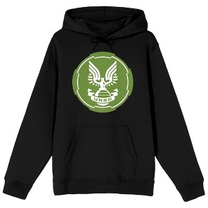 Halo Infinite UNSC Emblem Long Sleeve Men's Black Hooded Sweatshirt - 1 of 3