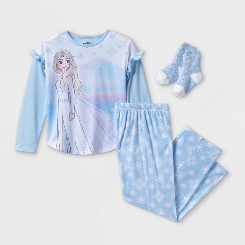7/8  NEW Disney Frozen 2 Piece Pajama PJ Set Girls Lt Blue Size
