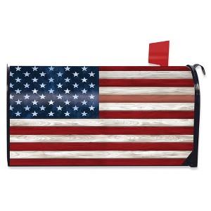 Briarwood Lane Everyday Mailbox Cover  - Standard Size - Wooden American Flag Mailbox Cover - 1 of 2