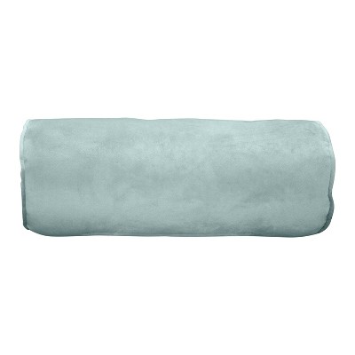 7"x18" Luxe Velvet Neckroll Pillow with Piping and Button Cream - Edie@Home