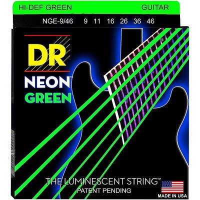 DR Strings NEON Hi-Def Green SuperStrings Light Top Heavy Bottom Electric Guitar Strings