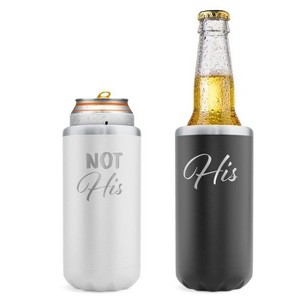 Galvanox Soho 2 Pack Slim Can Cooler  -  His/Not His - Makes A Great Gift - 1 of 4