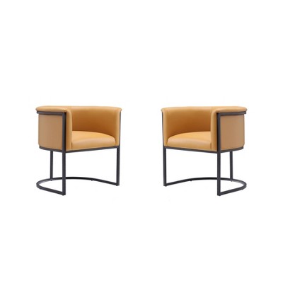 Manhattan Comfort Set of 2 Cosmopolitan Faux Leather Dining Chairs