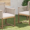 Durable Acacia Wood Outdoor Armchairs with Handwoven Rope Back & Arms, Washable Cushions, and Water-Resistant Fabric – Set of 2-Coolbibila - 3 of 4