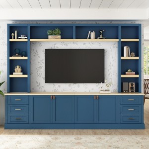 4-Piece Entertainment Center Wall Unit with Adjustable Shelves, Modern TV Stand for TVs Up to 75", Media Console with 6 Drawers - ModernLuxe - 1 of 4