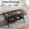 ALEXOUN Modern Rectangle Coffee Table with Tempered Glass Top - Stylish & Durable Design,Easy to Clean - Perfect for Living Room,Bedroom - 2 of 4