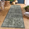 2x6 Green/Brown Washable Runner Rug, Vintage Floral Distressed Carpet, Stain-Resistant Non-Slip Low Pile Floor Cover for Hallway, Laundry, Bedroom - 3 of 4