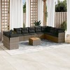 vidaXL Patio Sofa Set with Cushions Outdoor Furniture 11 Piece Poly Rattan - Gray - 2 of 4