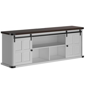 Farmhouse TV Stand for 75 inch TVs with Power Outlet, Long Entertainment Center with Sliding Barn Doors for Living Room, Bedroom - 1 of 1
