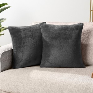 PAVILIA Set of 2 Throw Pillow Covers, Decorative Velvet Square Cushion Cases for Bed Sofa Couch Bedroom Living Room - 1 of 4