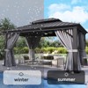 Aoxun 10'x12' Hardtop Gazebo with Aluminum Frame Canopy, Double Galvanized Steel Roof with Breathable Netting and Curtains - 3 of 4