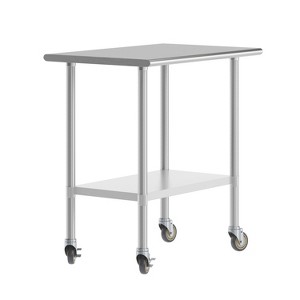 Flash Furniture Rawcliffe Portable Prep and Work Table with NSF Certified 18 Gauge Stainless Steel Top Shelf, Galvanized Steel Undershelf and 4 Caster - 1 of 4