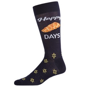 Memoi Men's Funny Pun Happy Challah-Days Novelty Crew Socks - 1 of 4