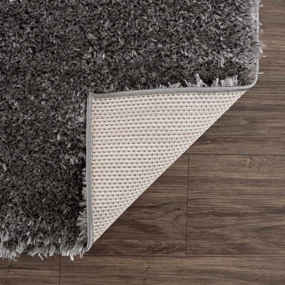 Faina Medium Gray Plush Shag Washable Rug 4' x 5'7"