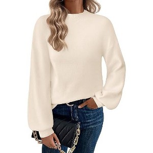 Zeagoo Sweaters for Women Fall Fashion 2025 Trendy Long Sleeve Turtleneck Pullover Lantern Knit Sweater Tops - 1 of 4