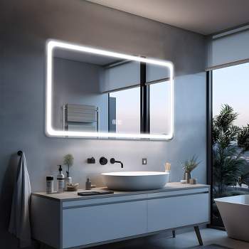 Neutypechic LED Wall Mounted Backlit Mirror with Anti-Fog Modern Rectrangle Bathroom Vanity Mirror