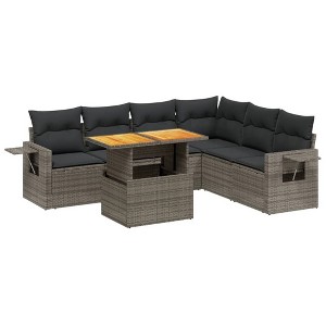 vidaXL Garden Sofa Set Grey PE rattan 7 Piece Set Modular - 1 of 4