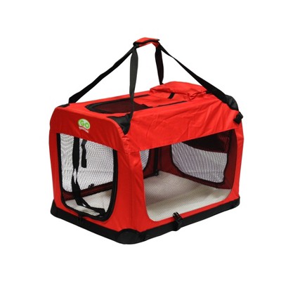 Large Red Soft-Sided Collapsible Pet Carrier with Mesh Ventilation