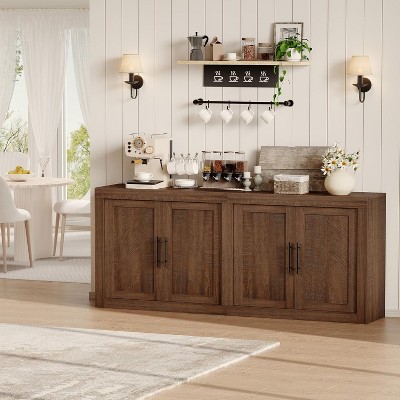 70.8" Mid-Century Modern Sideboard Buffet with 4 Doors, Wood Accent Cabinet & Media Console for Living Room, Dining Room & Hallway