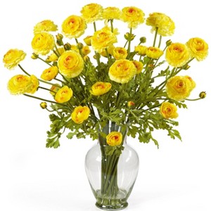 Nearly Natural Ranunculus Liquid Illusion Artificial Flower Arrangement, Yellow - 1 of 4