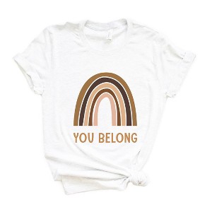 Simply Sage Market Women's You Belong Rainbow Short Sleeve Graphic Tee - 1 of 4